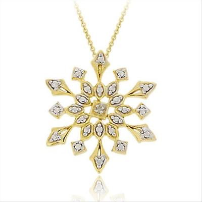 #ad 18k Gold over Silver Diamond Accent Snowflake Pendant $14.99