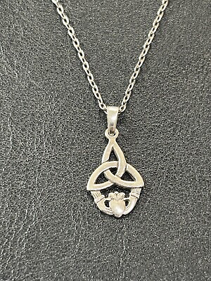 #ad 18” Sterling Silver Claddagh Pendant 925 $18.99