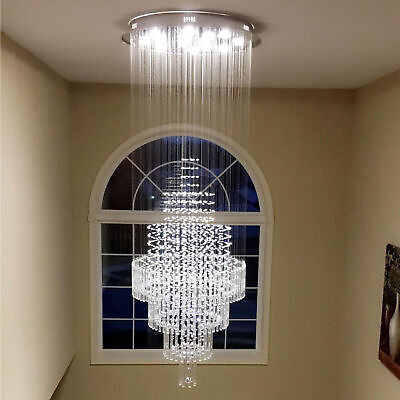 #ad Modern Large Crystal Chandelier Pendant Light Raindrop Ceiling Hanging Lamp $353.21