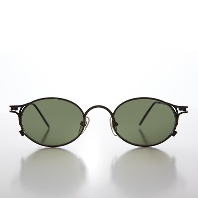 #ad Black Oval 90s Vintage Sunglasses Webb $35.00