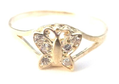 #ad 10KT GOLD CHILDREN#x27;S CUBIC ZIRCONIA BUTTERFLY RING size 3 1 4 FREE SHIPPING $65.99