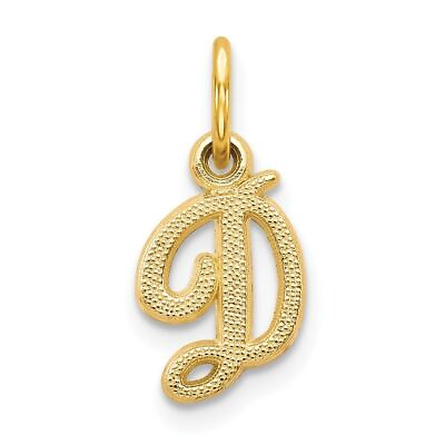 #ad 14k Yellow Gold Script Letter D Initial Charm Pendant for Womens 0.51g $72.00