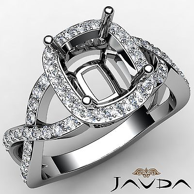 #ad Diamond 14k White Gold Cushion Cut Semi Mount Halo Engagement Ring 0.63 Carat $1399.00