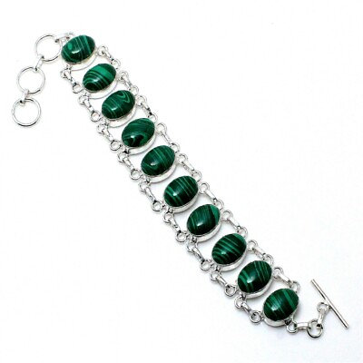 #ad Malachite Gemstone Handmade 925 Sterling Silver Jewelry Bracelets Size 7 8quot; $11.99