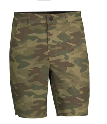 #ad New Men#x27;s George Flat Front Shorts Green Camo 32 24 36 38 44 46 YOU PICK SIZE $16.99