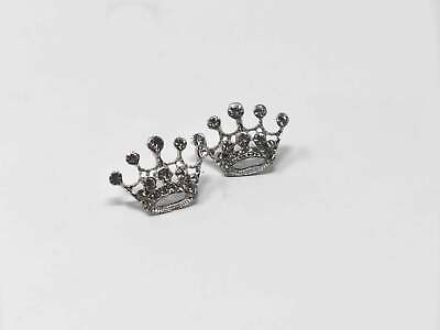 #ad Women Earrings Silver Tone Stud Crown Earrings Queens Cup $11.48