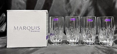 #ad Set of 4 NIB Marquis By Waterford “Brookside” Lead Crystal Hi Ball Glasses 8.5” $74.80