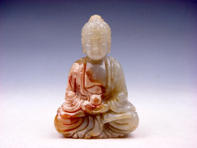 #ad Old Nephrite Jade Stone Carved Sculpture Seated Shakyamuni Buddha Pray #02152401 $39.99
