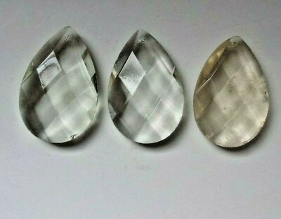 #ad 3 Antique Crystal CHANDELIER PRISMS 3quot; LONG X 2quot; WIDE NEW OLD STOCK B#105 $16.00
