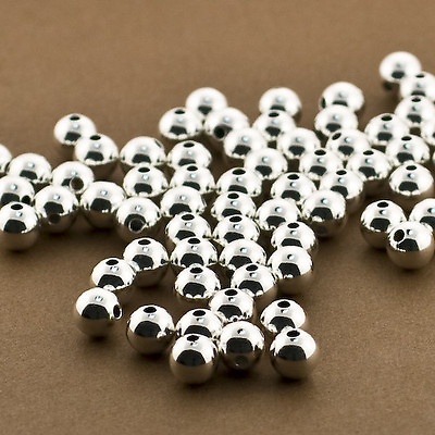 #ad 6mm Silver Beads 50pcs 925 Spacers. Seamless High Polished Medium Beads $38.00