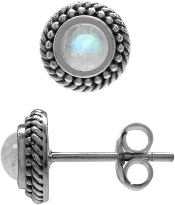#ad Silvershake Genuine Gemstones 925 Sterling Silver Rope Stud Earrings Jewelry... $28.07