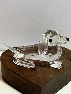 #ad Vintage Swarovski Crystal Mini Dachshund Weiner Dog Frosted Tail RETIRED 7672 $45.99