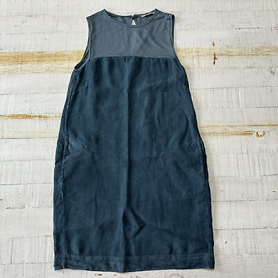 #ad Tandem Tam amp; Company Spa Blue Linen Shift Dress size XS Italian size 36 $29.99