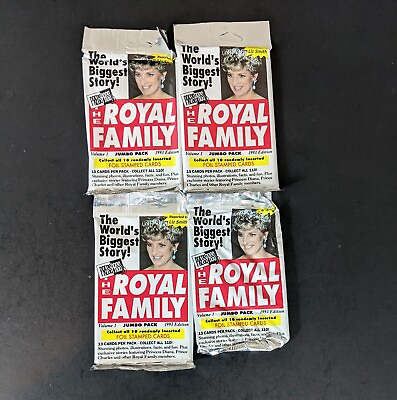 #ad Royal Family Trading Cards Princess Diana 4 Packs of 13 Foil Stamp Random $19.06