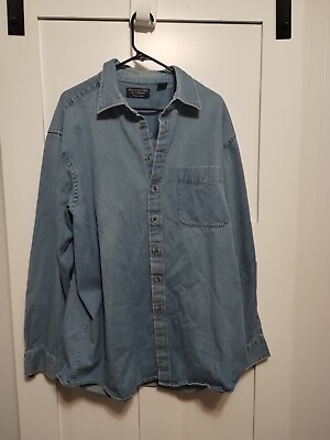 #ad Roundtree and Yorke Casuals Blue Chambray Shirt Size XXL Tall Vintage $9.09