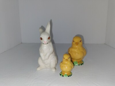 #ad Vintage White Standing Bunny Rabbit amp; 2 Yellow Chicks $5.00