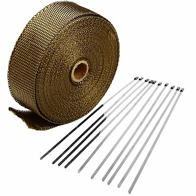 #ad Titanium Manifold Exhaust Wrap Header Pipe Heat Insulation Tape Roll 2quot; x 33 FT $14.21