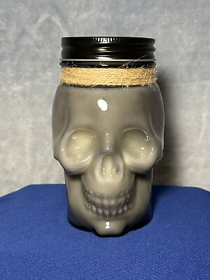 #ad 16oz Skull Glass Jar Soy Candle All Natural Himalayan Bamboo Scent Handmade $25.00