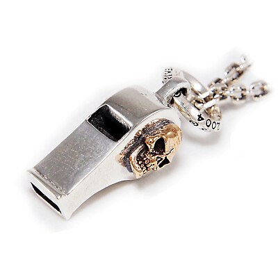 #ad PINK GOLD PLATED SKULL WHISTLE 925 STERLING SILVER GOTHIC BIKER PENDANT jo 035 $55.25