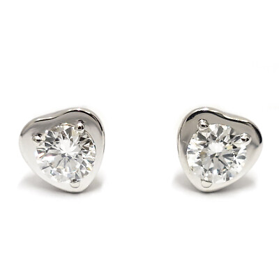 #ad CARTIER K18Wg DIAMANTS LEGERS DE Heart Diamond Earrings 750Wg Single Jewelry $1878.00