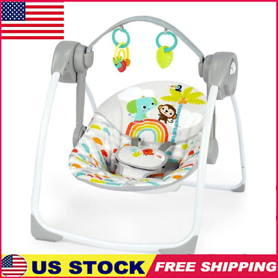 #ad Unisex Baby Portable Baby Swing W Toys Compact 2 position Recline 6 Speed New $71.22