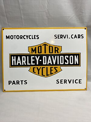 #ad HARLEY DAVIDSON MOTORCYCLES PORCELAIN VINTAGE STYLE SALES SERVICE GAS PUMP SIGN $96.99