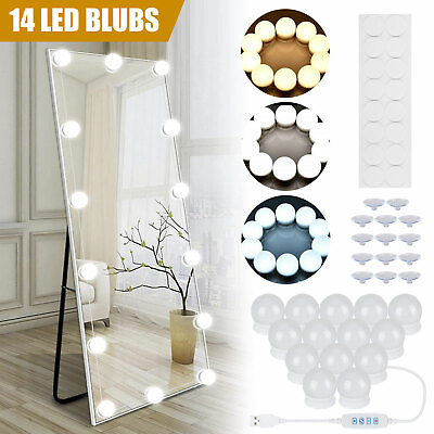 #ad Makeup Mode Mirror Lights 14 LED Kit Bulbs Vanity Light Hollywood Dimmable Lamp $23.98