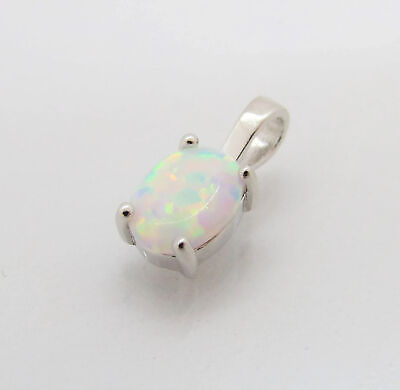 #ad Natural 925 Sterling Silver Oval White Opal Charm Pendant Woman Opal Pendant $156.00