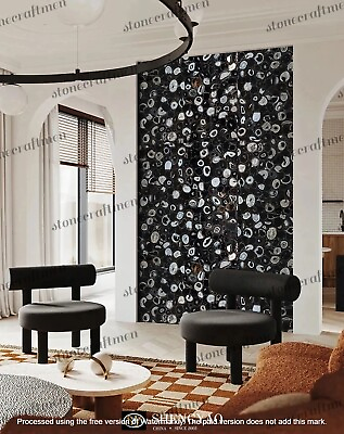 #ad Black Agate Wall Panel Decor Natural Agate Living Room Wall Panel Interior Deco $3400.11