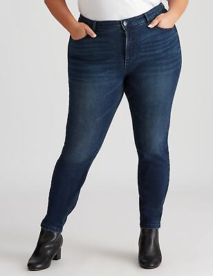 #ad BeMe Plus Size Womens Jeans Mid Rise Skinny Midnight Blue Wash Jeans $15.53