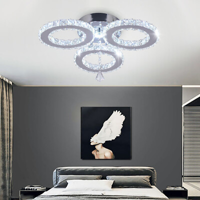#ad Modern Crystal Ceiling Lamp Flush Mount Led Chandelier for Foyer Hallway Kitchen $49.99