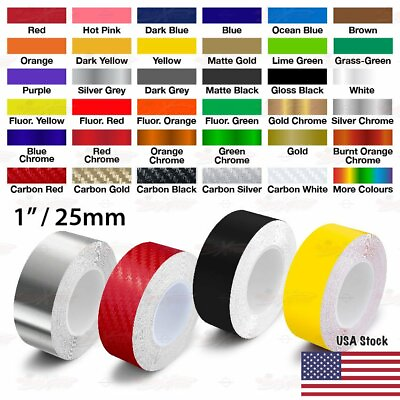 #ad 1quot; Roll Vinyl Pinstriping Pin Stripe Solid Line Car Trim Tape Decal Sticker 25mm $10.95