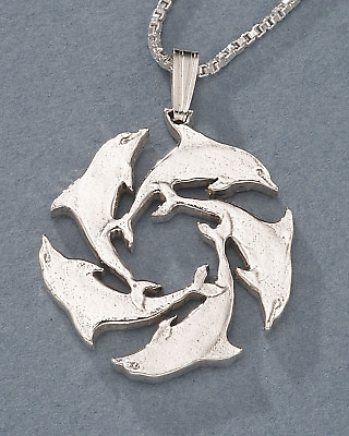 #ad Sterling Silver Dolphin Pendant Sterling Silver Sea Life Jewelry # 123S $103.39