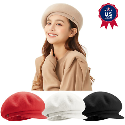 #ad Oh sunny Women Beret Hat Classic French Style 100% Wool Cap Fall Winter Warm Hat $21.99