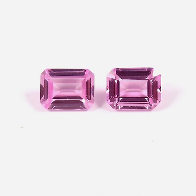 #ad AAA Natural Flawless Pink Sapphire Loose Radiant Cut Gemstone Pair 7x5 MM $48.00