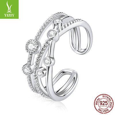 #ad Authentic S925 Sterling Silver European CZ Shining Stars Finger Rings For Women $10.53