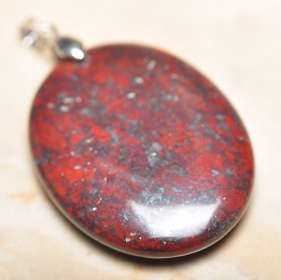 #ad Extremely Red Natural Bloodstone 925 Sterling Silver Clasp 2quot; Pendant #P15361 $12.74