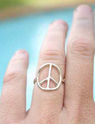 #ad peace ring 925 Sterling Silver Bandamp; Statement Ring Handmade Ring All size $11.39
