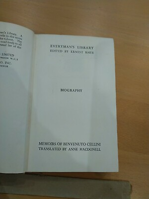 #ad memoirs benvenuto cellini Hardback 1934 Print GBP 2.50