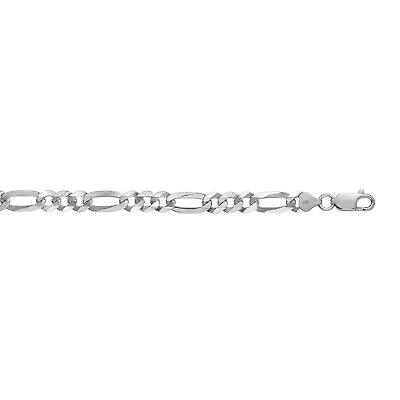 #ad 925 8mm Sterling Silver Figaro Chain Necklace Mens Womens Rhodium Plated $162.00