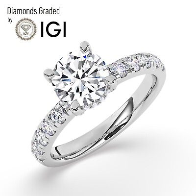 #ad IGID VS12 CT Solitaire Lab Grown Round Diamond Engagement Ring 18K White Gold $2437.70