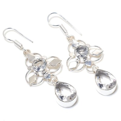 #ad Enchanting White Quartz Gemstone Handmade 925 Sterling Silver Jewelry Sz 1.60quot; $10.44