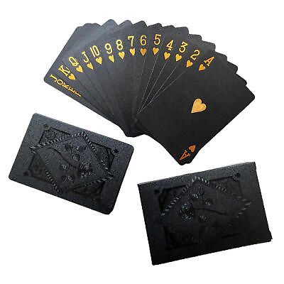 #ad Set of 54 Exquisite Black Poker Foil Playing Cards $10.43