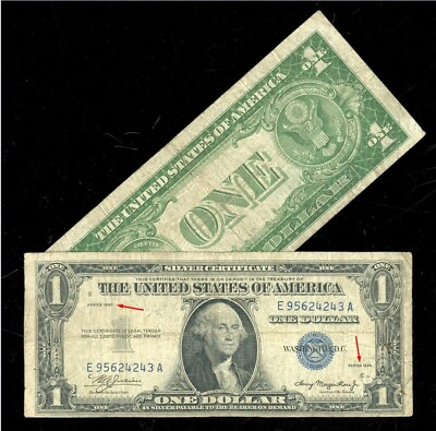 #ad $1 Silver Certificate Series 1935 NO Mint Mark Dated Twice on Right and Left $15.98