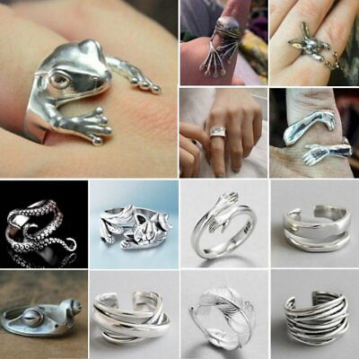 #ad Fashion Silver Punk Adjustable Opening Finger Ring Women Men Jewellery Gifts GBP 2.22