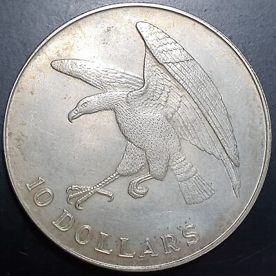 #ad Singapore Commemorative 10 Dollars Eagle Hawk 1974 UNC Silver $36.99