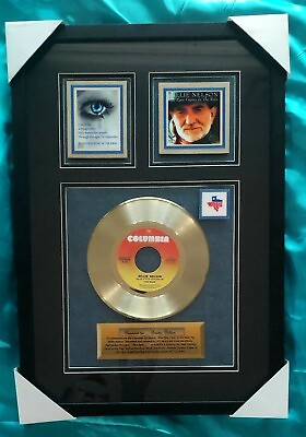#ad Willie Nelson Blue Eyes Cryin#x27; in the Rain Gold 45 rpm Award 15 X 21 $199.00