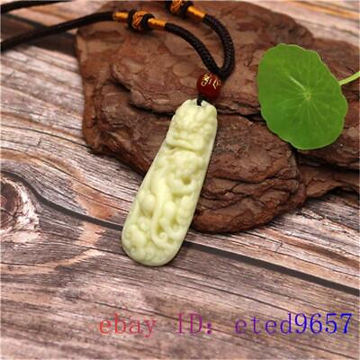 #ad Jade Dragon Tiger Pendant Necklace Carved Amulet White Natural Jewelry Gifts $5.99