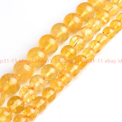 #ad 6 8 10 12 14mm Genuine Natural Yellow Citrine Quartz Crystal Loose Beads 15#x27;#x27; AA $7.59