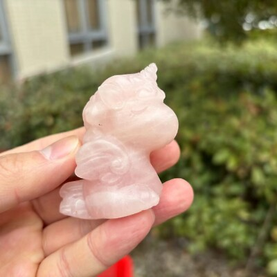 #ad Natural Polished Rose Quartz Unicorn Figurine Crystal Carving Healing Gift $22.00